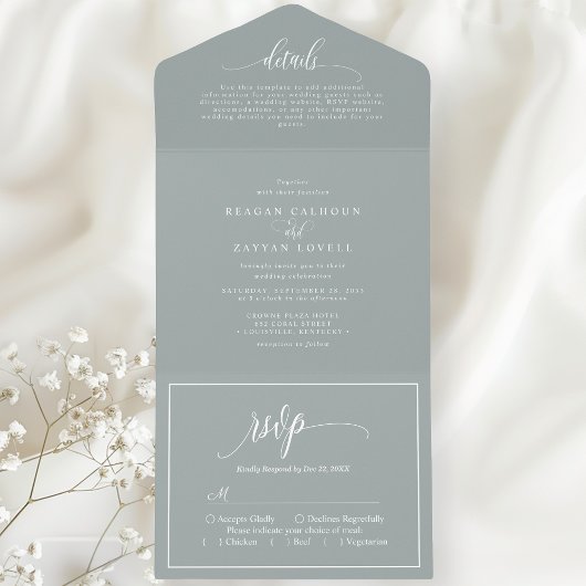 Invitation Tout En Un Dusty Sage Simple Script moderne
