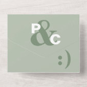 Invitation Tout En Un Dusty Sage Typographie moderne Gros Symboles Maria (Verso)