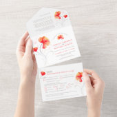 Invitation Tout En Un Eau tourbillon gris des fleurs orange tout en un (Déchirure)