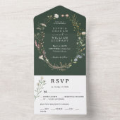 Invitation Tout En Un Eau vert foncé Fleur sauvage Mariage de printemps (À l'intérieur)