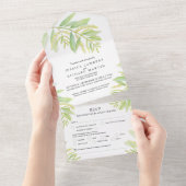 Invitation Tout En Un Eau verte à l'eucalyptus mariage RSVP (Déchirure)