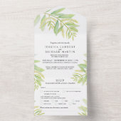 Invitation Tout En Un Eau verte à l'eucalyptus mariage RSVP (À l'intérieur)