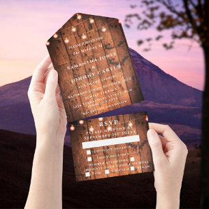 Invitation Tout En Un Éclairage à cordes Barne rustique pays