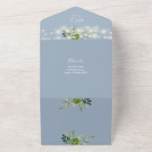 Invitation Tout En Un Éclairages en guirlande de verdure Code QR mariage (Dehors)