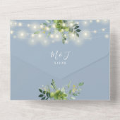 Invitation Tout En Un Éclairages en guirlande de verdure Code QR mariage (Verso)