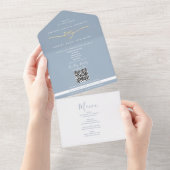 Invitation Tout En Un Eco Friendly Dusty Blue Wedding (Déchirure)