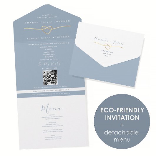 Invitation Tout En Un Eco Friendly Dusty Blue Wedding