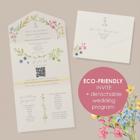 Invitation Tout En Un Eco-Friendly Wildflower Wedding