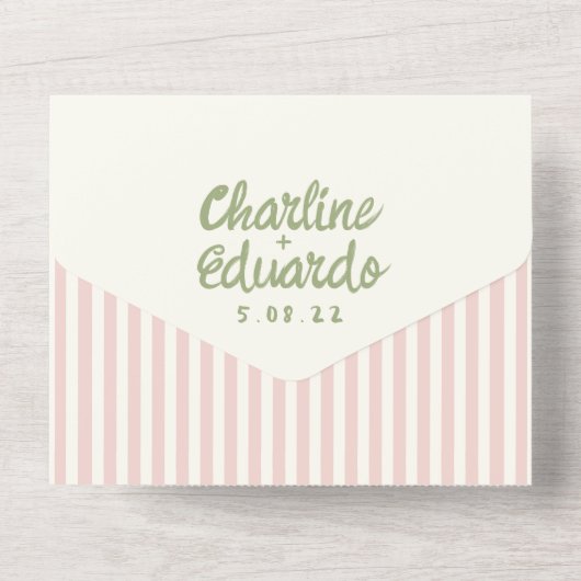 Invitation Tout En Un Écriture manuscrite Pastel Retro Mariage (Verso)