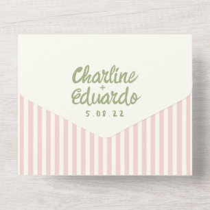 Invitation Tout En Un Écriture manuscrite Pastel Retro Mariage