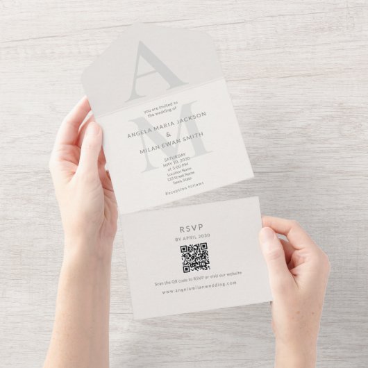 Invitation Tout En Un Éditorial Initial Mariage (Déchirure)