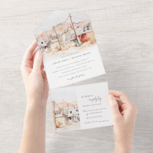Invitation Tout En Un El Paso Texas City Scape Watercolor Mariage