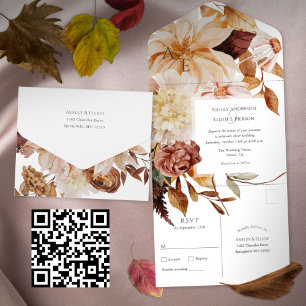 Invitation Tout En Un Élégance d'automne, Mariage de automne