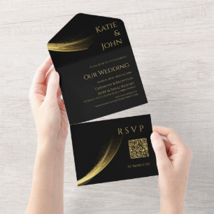 Invitation Tout En Un Élégance Dorée-Mariage