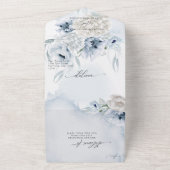 Invitation Tout En Un Élégance Rustique Fleurs Bleu Poussiéreux (Dehors)