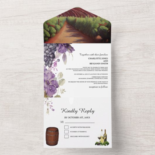 Invitation Tout En Un Élégance rustique Un Mariage viticole unique (À l'intérieur)