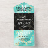 Invitation Tout En Un Élégant 11e Anniversaire de Mariage Turquoise (À l'intérieur)