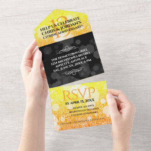 Invitation Tout En Un Élégant 13e Anniversaire de Mariage Citrine