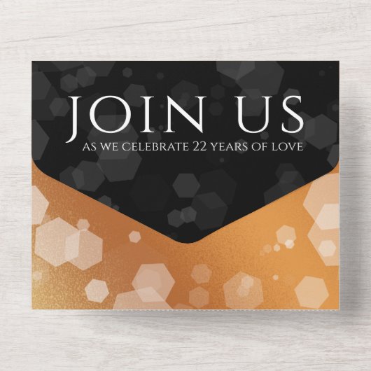 Invitation Tout En Un Élégant 22e anniversaire de mariage en cuivre (Verso)