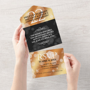 Invitation Tout En Un Élégant 22e Anniversaire de Mariage en Cuivre