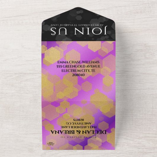 Invitation Tout En Un Élégant 33e Anniversaire de Mariage Améthyste (Dehors)