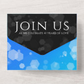 Invitation Tout En Un Élégant 41ème anniversaire Mariage de Topaz Bleu (Verso)