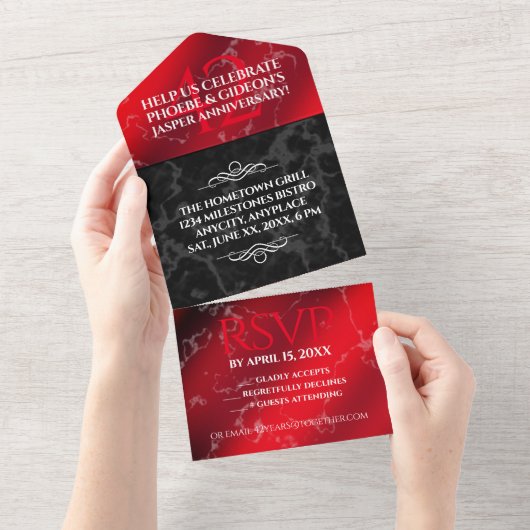 Invitation Tout En Un Élégant 42e anniversaire de mariage de Jasper (Déchirure)