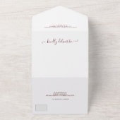 Invitation Tout En Un Elégant 4 Photos bordeaux mariage de script modern (Dehors)