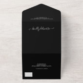 Invitation Tout En Un Elégant 4 Photos noir blanc mariage de script mode (Dehors)