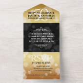 Invitation Tout En Un Élégant 50e anniversaire de Mariage d'or (À l'intérieur)