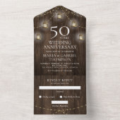 Invitation Tout En Un Élégant 50e anniversaire de Mariage rustique (À l'intérieur)