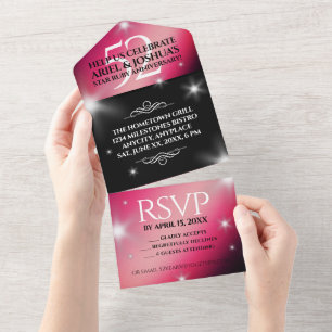 Invitation Tout En Un Élégant 52ème anniversaire de Mariage de rubis éto