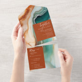 Invitation Tout En Un Élégant Agate Abstrait moderne en terre cuite (Déchirure)