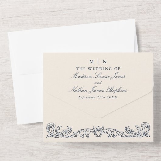 Invitation Tout En Un Élégant Ancien Château Manor Mariage QR Code (Verso)