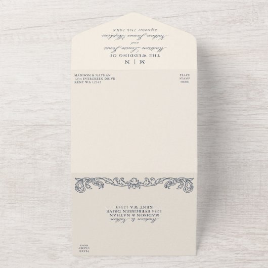 Invitation Tout En Un Élégant Ancien Château Manor Mariage QR Code (Dehors)