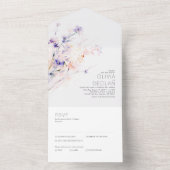 Invitation Tout En Un Elégant Aquarelle douce Fleurs Mariage violet (À l'intérieur)