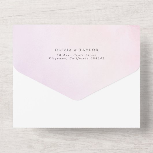 Invitation Tout En Un Elégant Aquarelle douce Fleurs Mariage violet (Verso)