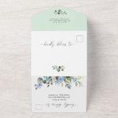 Invitation Tout En Un Elégant Aquarelle Eucalyptus Blue Rose Mariage (Dehors)