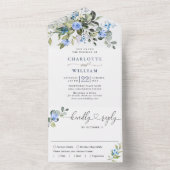 Invitation Tout En Un Elégant Aquarelle Eucalyptus Blue Rose Mariage (À l'intérieur)
