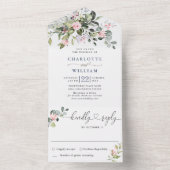 Invitation Tout En Un Elégant Aquarelle Eucalyptus Blush Rose Mariage (À l'intérieur)