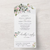 Invitation Tout En Un Elégant Aquarelle Eucalyptus Blush Rose Mariage (À l'intérieur)