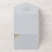 Invitation Tout En Un Elégant aquarelle florale Liquide ivoire QR Code (Dehors)