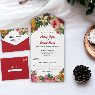 Invitation Tout En Un Elégant Aquarelle Jardin Botanique Mariage Floral