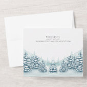 Invitation Tout En Un Elégant aquarelle Pine arbres RSVP Mariage d'hiver (Verso)