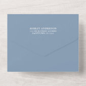 Invitation Tout En Un Elégant Aquarelle Verdure Dusty Blue Mariage (Verso)