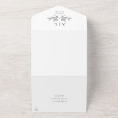 Invitation Tout En Un Elégant Aquarelle Vignoble Monogram Mariage (Dehors)