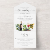 Invitation Tout En Un Elégant Aquarelle Vignoble Monogram Mariage (À l'intérieur)