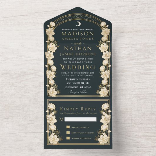 Invitation Tout En Un Elégant Arc Art Nouveau Mariage (À l'intérieur)