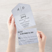 Invitation Tout En Un Elégant argent chic All in One Wedding Inviter (Déchirure)