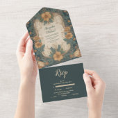 Invitation Tout En Un Élégant Art Nouveau Floral Mariage (Déchirure)